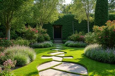 Beautiful landscaping and garden design creating an outdoor living space