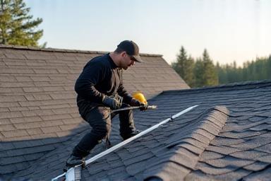 Professional roofing and siding installation on a suburban home